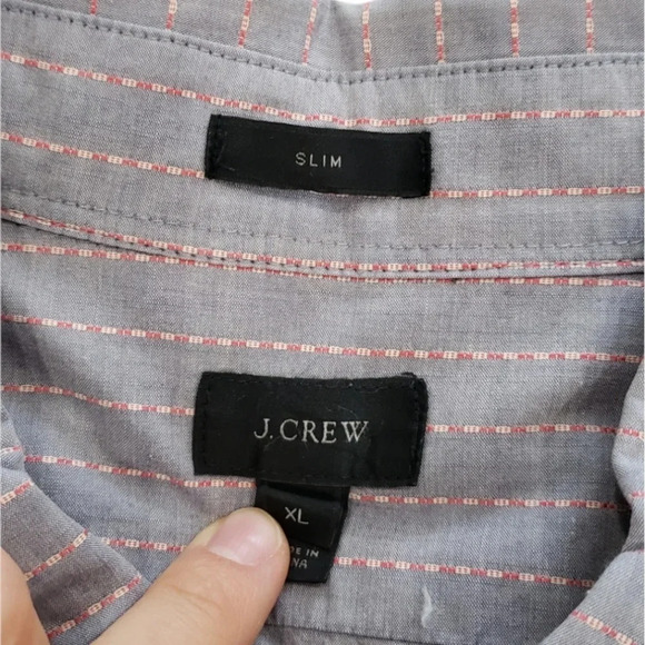 J. Crew Gray Striped Cotton Slim Shirt XL - Picture 4 of 4